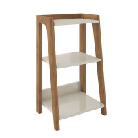 Manhattan Comfort 9LC1 Gowanus Modern Ladder Side Table with 3 Shelves in Off White